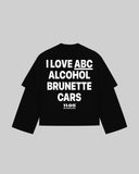 "I LOVE ABC ALCOHOL BRUNETTE CARS" Double-Sleeve