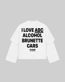 "I LOVE ABC ALCOHOL BRUNETTE CARS" Double-Sleeve